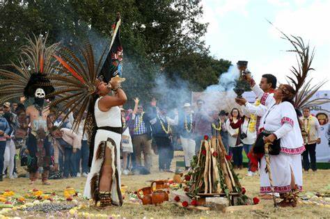 Ceremoni with fire and copal 