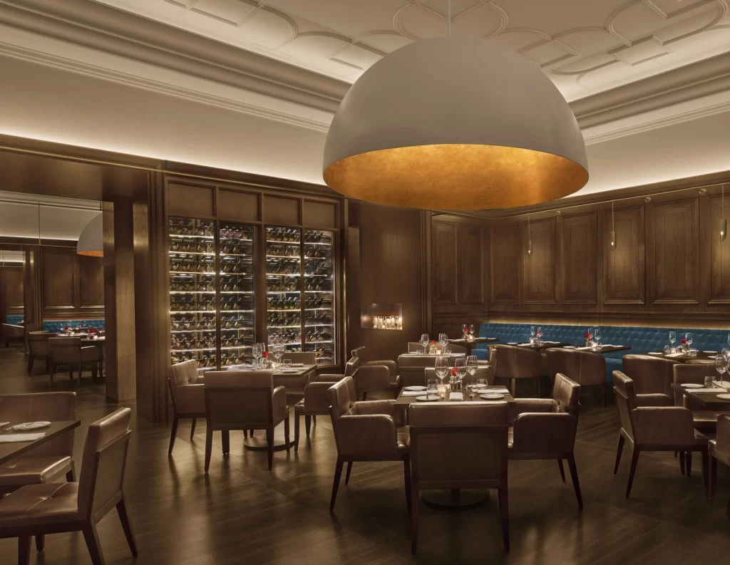 The Oak Room is a celebrated British-inspired steakhouse and grill in Abu Dhabi, offering a sophisticated and intimate dining experience focused on premium cuts of meat and global flavors.
