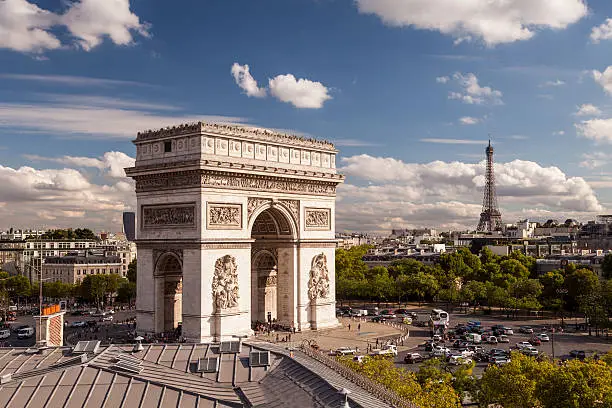 the arc de triomphe and place charles de gaulle The Arc de Triomphe stands proudly at the center of Place Charles de Gaulle, one of Paris’s most famous landmarks. Commissioned by Napoleon to honor his army’s victories, the monument symbolizes French pride and history.