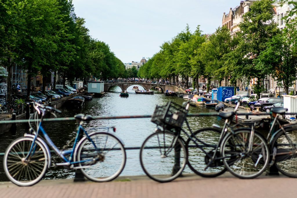 Bicycles on the street. Amsterdam.